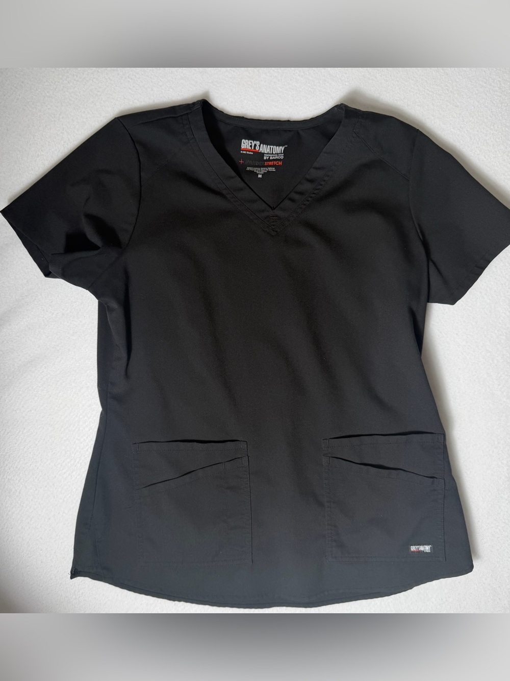 Grey's Anatomy Black V-Neck Scrub Top Spandex Stretch
Size-Medium
